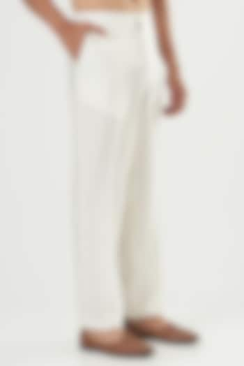 Ivory Katan Silk Pants by PAWAN SACHDEVA at Pernia's Pop Up Shop